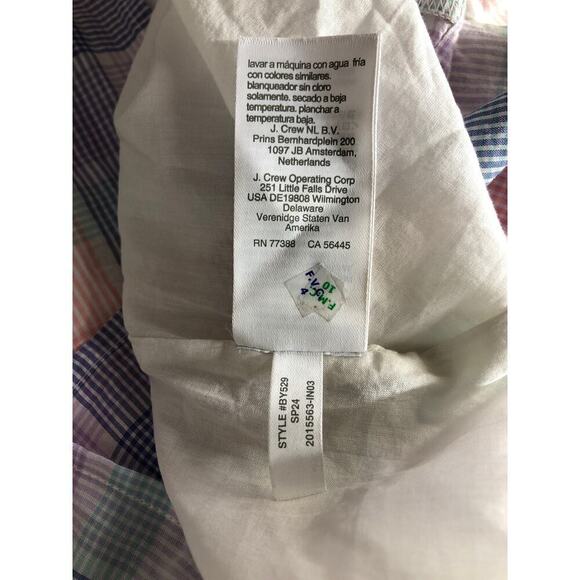 J. Crew Smocked Dress Plaid Midi Sundress Noble Peri Multi NWT XS - Picture 10 of 11